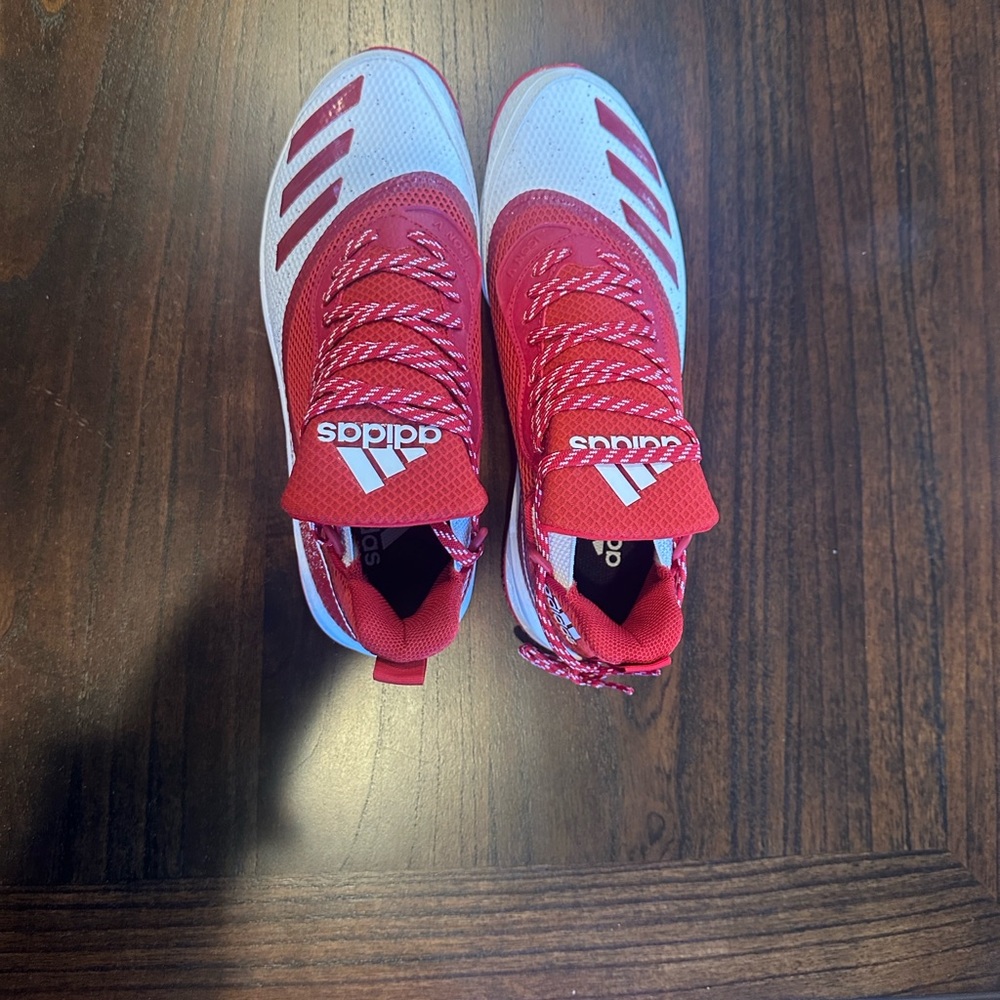 Adidas Men’s Red and White High-Top Sneakers